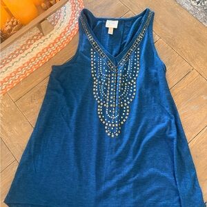 Knox Rose Blue Embellished Tank Top